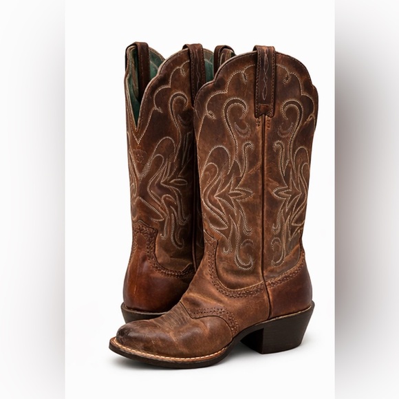 Ariat Brown Distressed Leather Cowboy Boots Square Toe Western Size 6B - Picture 3 of 5